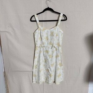 Faith Passion Yellow Floral Stripe Mini Dress Bows Cottagecore Size 7 RB52201Z